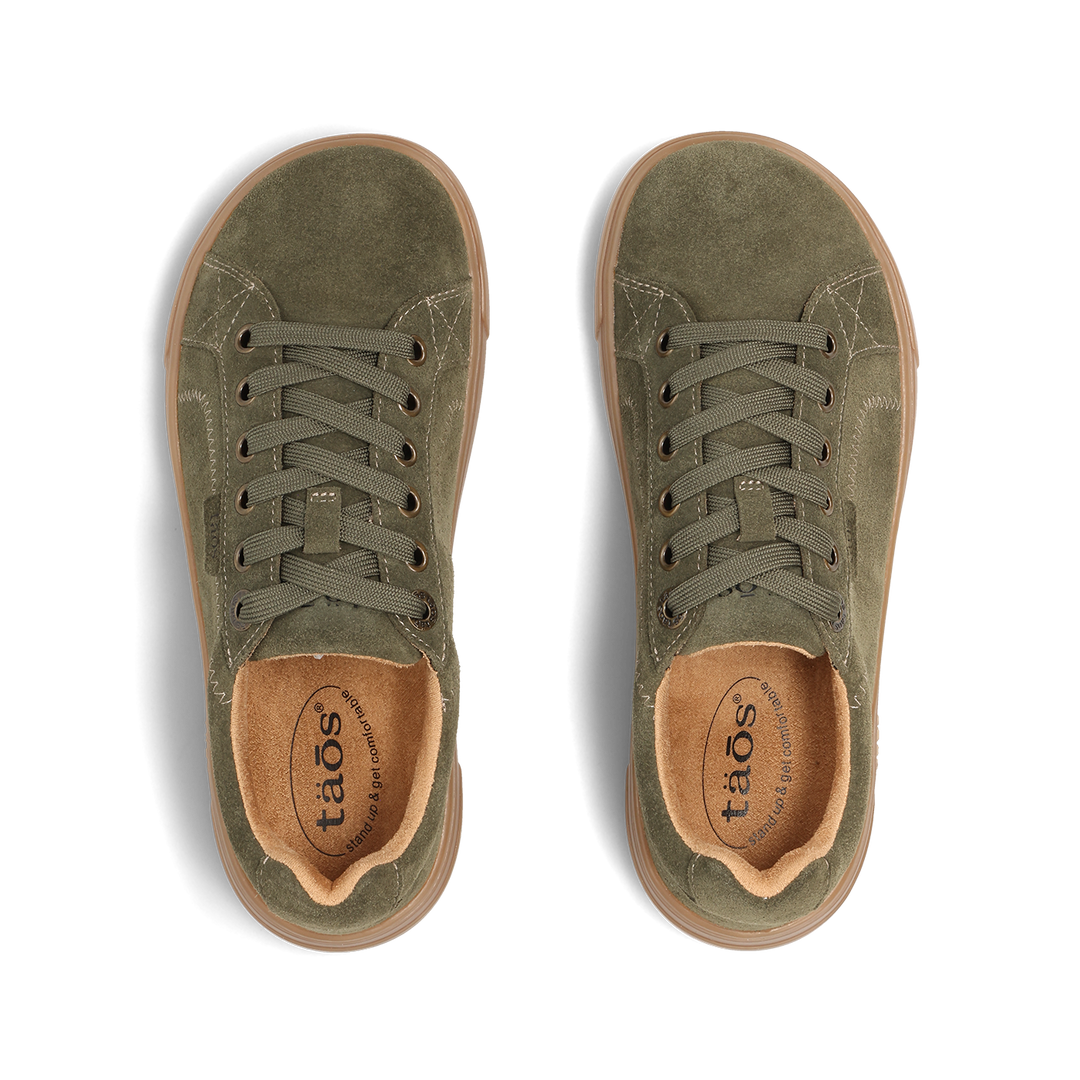 Top down image of Champ Moss Green Suede Size 8